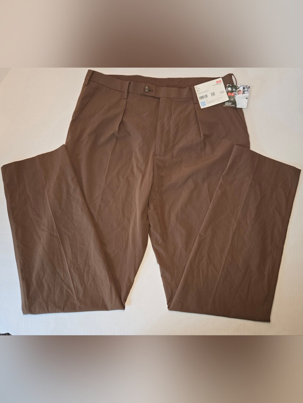 Uniqlo Brown Airsense Pleated Pants 33x31 Pro-golfer Adam Scott